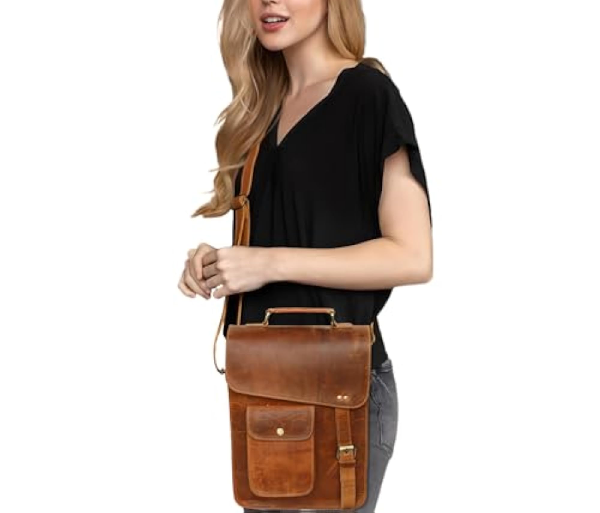 Stylish Men's Genuine Distressed Leather Messenger Bag